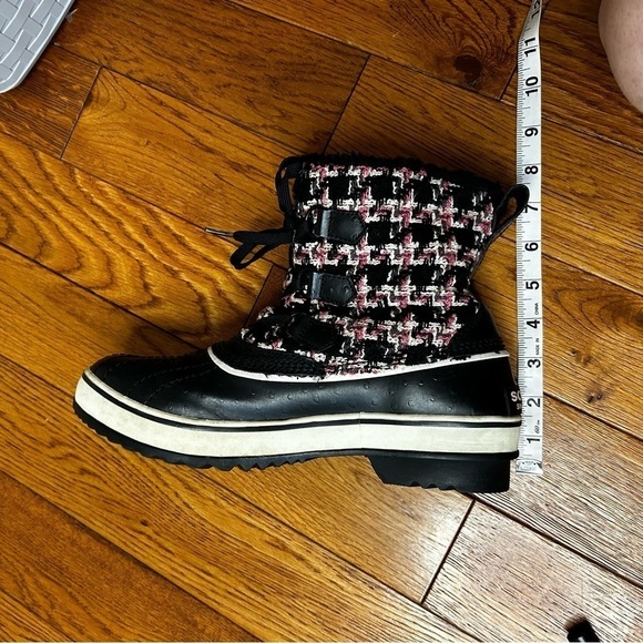 Sorel Black Winter Snow Boots Women's Tivoli Tweed Valentine/Winter Houndstooth - Picture 9 of 9